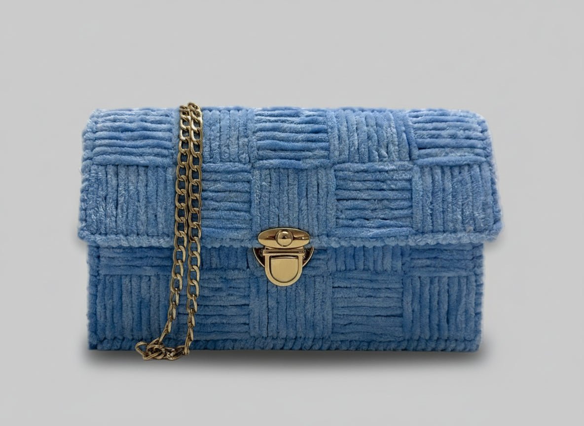 Blue Velvet Radiance Clutch - Anabi Bags