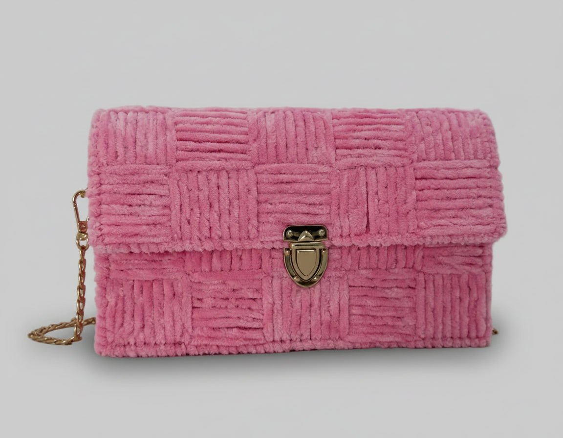Pink Velvet Radiance Clutch - Anabi Bags