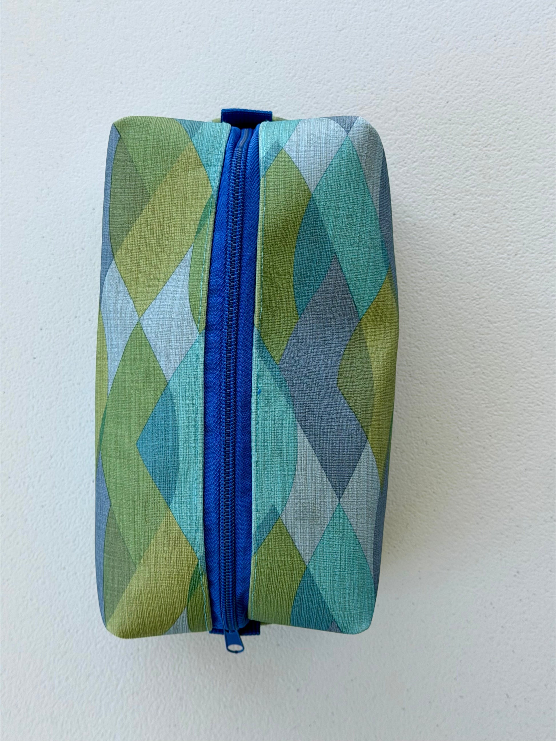 Handmade textured vinyl makeup bag with zipper