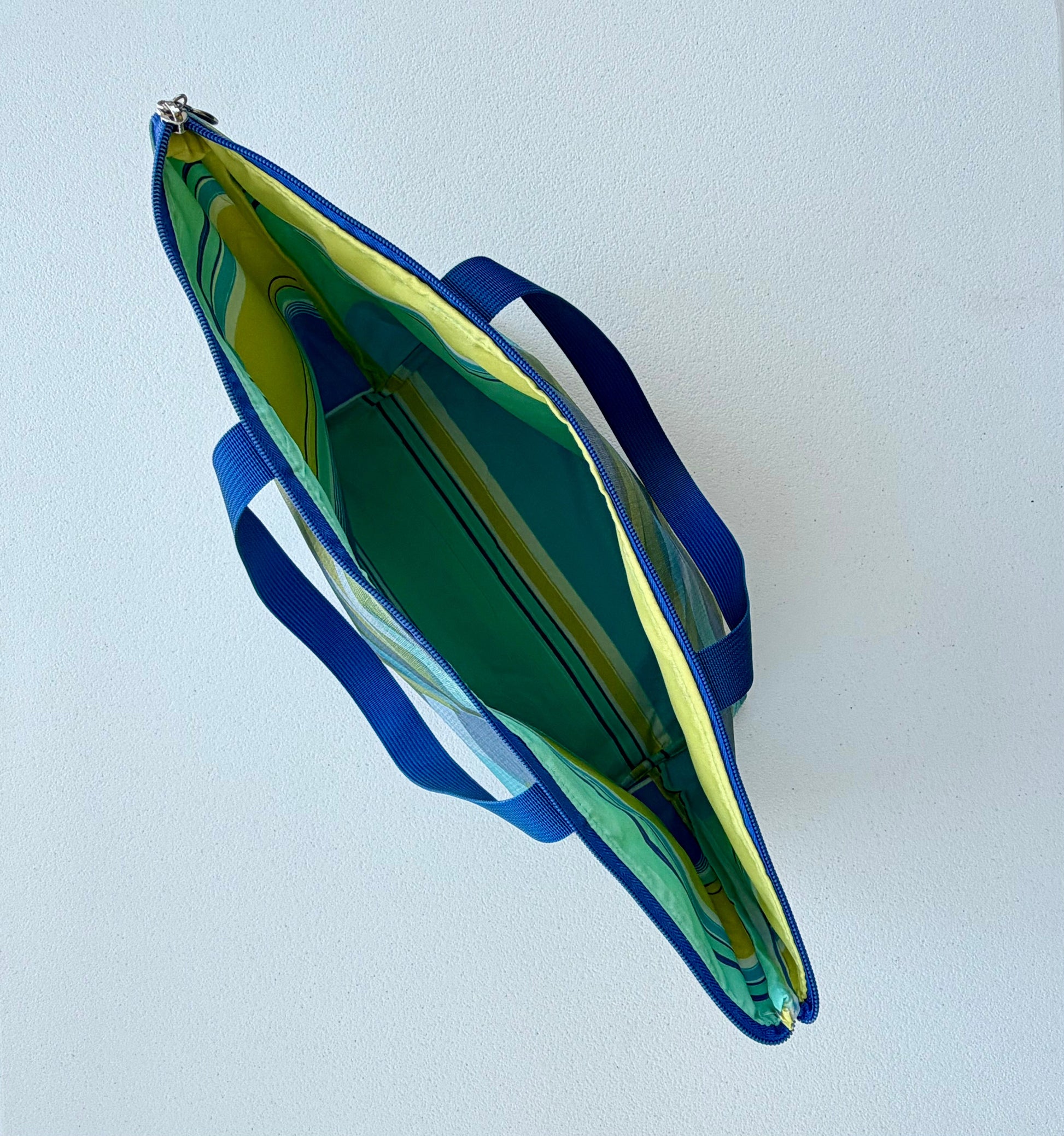 Geometric vinyl tote bag, handmade and water-resistant